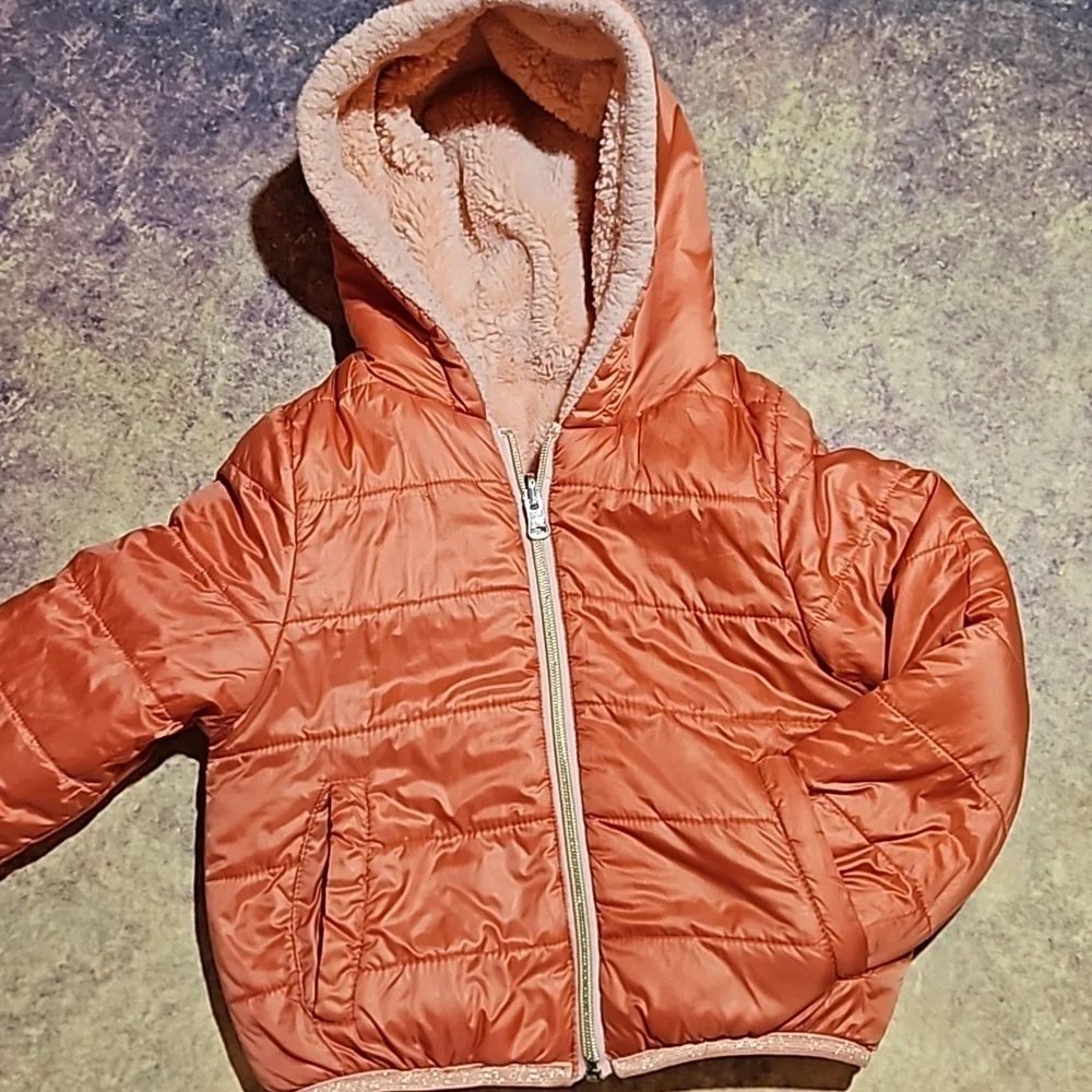 Peachy Reversible Plush Puffer Coat